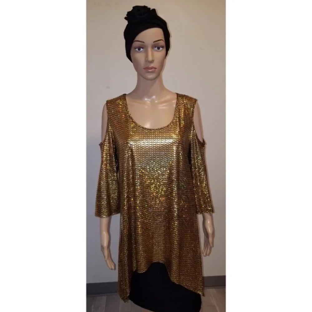 Gold Open Shoulder Top